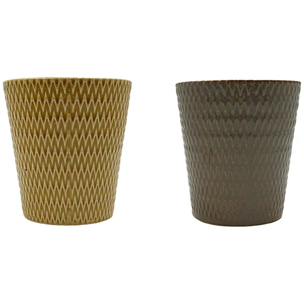 MCarr 16pc Mixed Ceramic Pots with Glossy Glaze Finish Grey/Yellow (Case of 16)