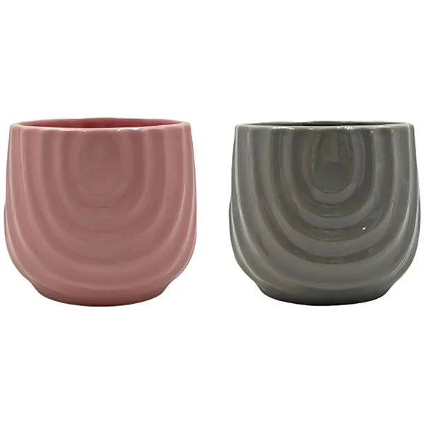 MCarr 18pc Mixed Ceramic Flower Pot Glossy Glaze Pink/Grey (Case of 18)