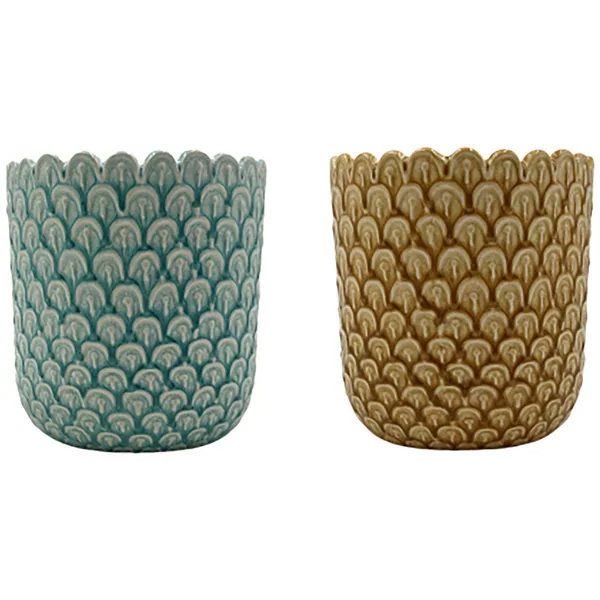 MCarr 18pc Mixed Gloss Ceramic Pots Blue/Yellow (Case of 18)