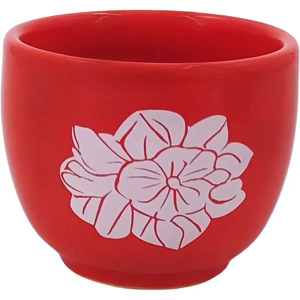 Mcarr 2.8"x2.8"x2" Ceramic Pot Glossy Glaze Red with Flower Decal