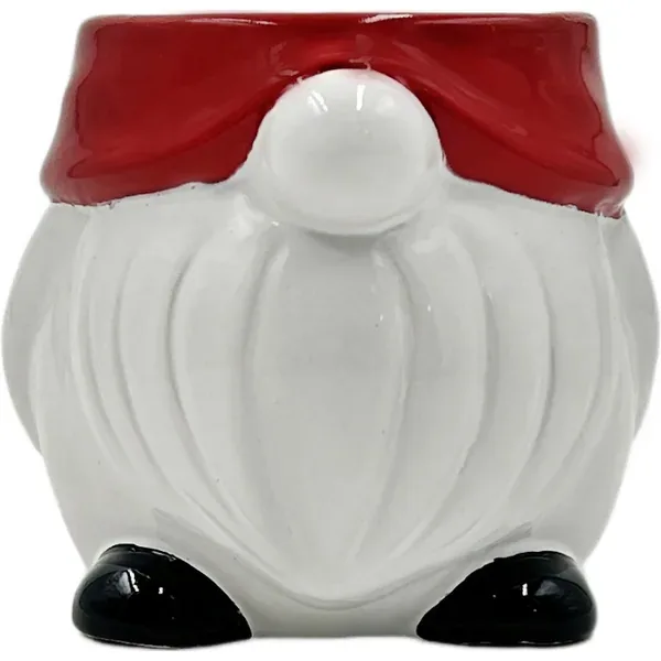 Mcarr 3.3"x3"x2.9" Ceramic Pot Glossy Glaze White with Santa Belt - Image 2