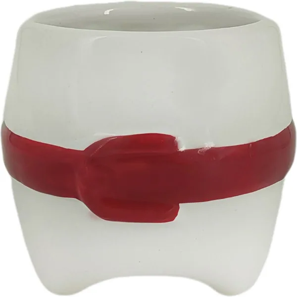 Mcarr 3.3"x3"x2.9" Ceramic Pot Glossy Glaze White with Santa Belt
