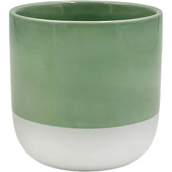 Mcarr 3.9"x3.9"x3.7" Ceramic Pot Glossy Glaze Green and White
