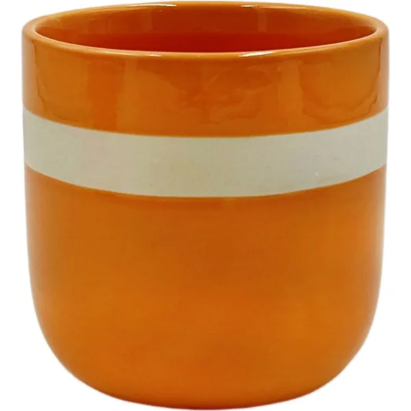 Mcarr 3.9"x3.9"x3.7" Ceramic Pot Glossy Glaze Orange with Tan Stripe