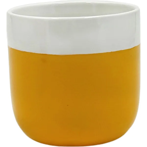 Mcarr 3.9"x3.9"x3.7" Ceramic Pot Glossy Glaze White and Orange