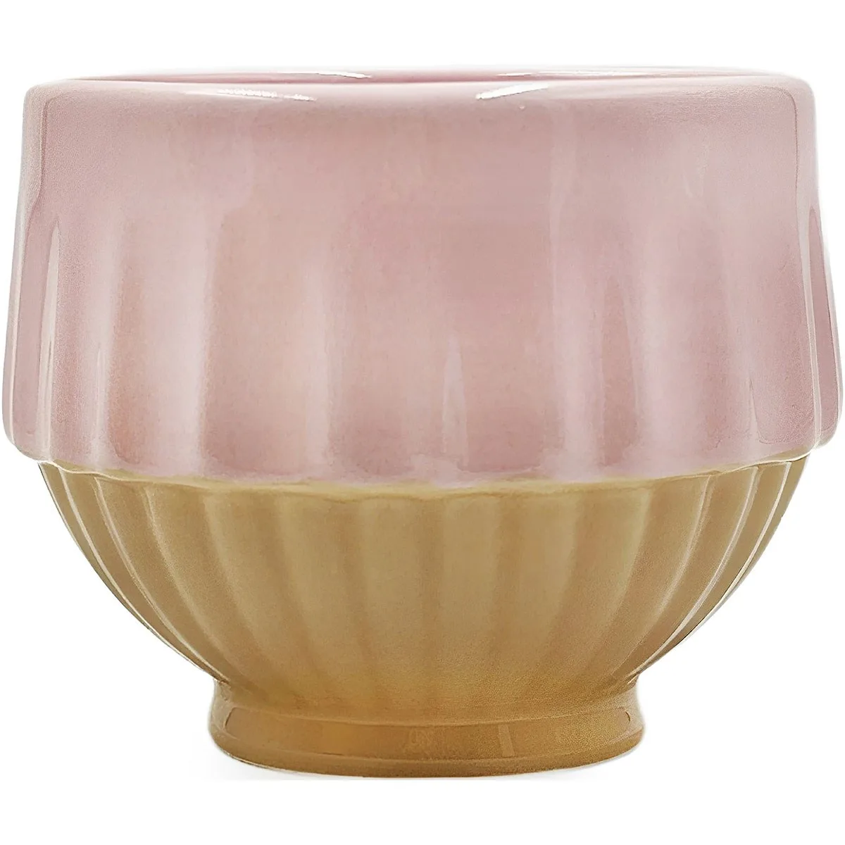 Mcarr 4.7"x4.7"x2.8" Ceramic Pot Glossy Glaze White with Gold Bottom - Image 2