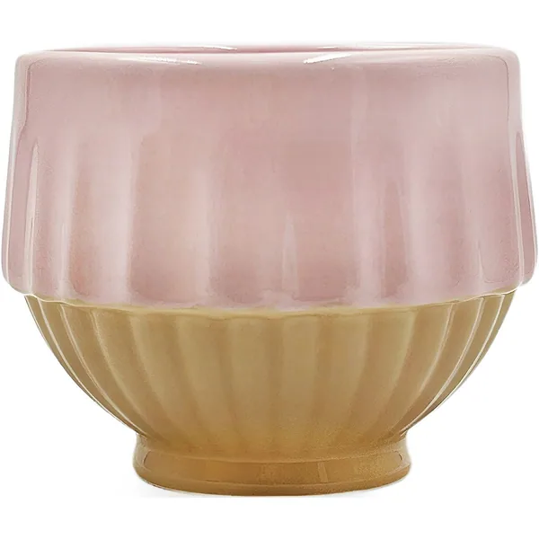 Mcarr 4.7"x4.7"x2.8" Ceramic Pot Glossy Glaze White with Gold Bottom