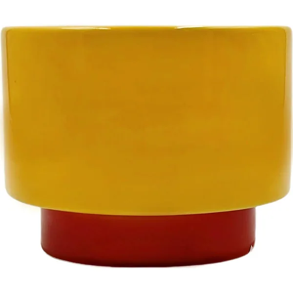 Mcarr 4.7"x4.7"x3.6" Ceramic Pot Glossy Glaze Orange with Rust Base