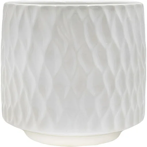 Mcarr 4.7"x4..7"x4" Ceramic Pot Scalloped Pattern Glossy Glaze White - Image 2