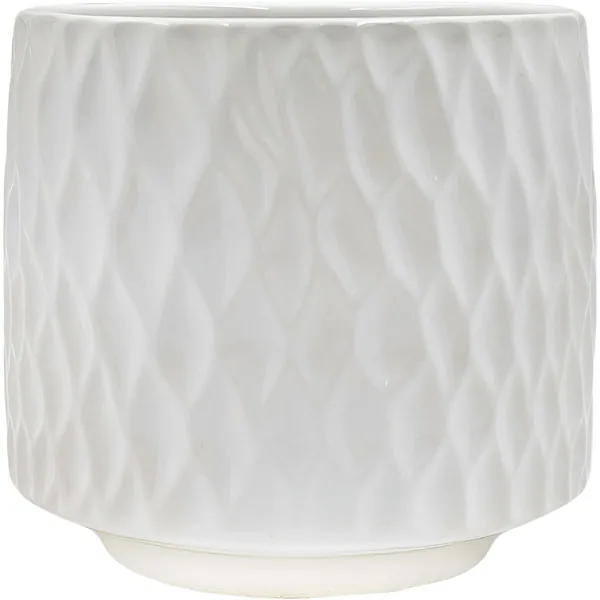 Mcarr 4.7"x4..7"x4" Ceramic Pot Scalloped Pattern Glossy Glaze White
