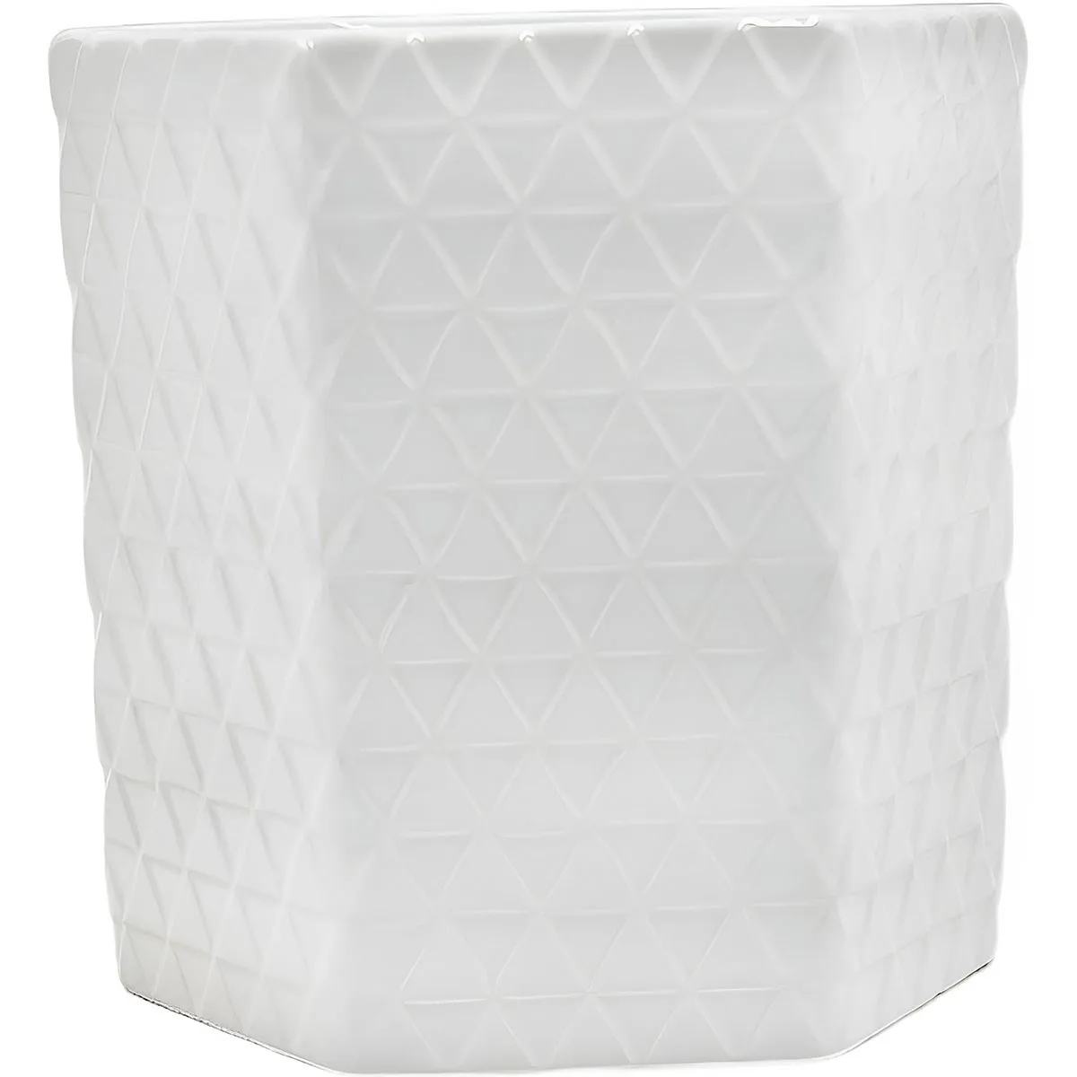 Mcarr 4.8"x4.8"x5" Ceramic Pot Cross Pattern Glossy Glaze White - Image 2