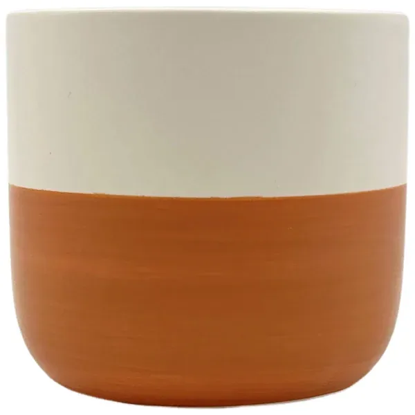 MCarr 4"x4"x3.8" Ceramic Pot Matte White & Orange - Image 2
