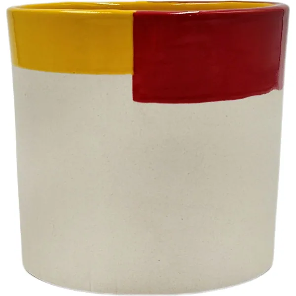 Mcarr 4"X4"X3.9" Ceramic Pot Glossy Glaze Cream/Orange/Red