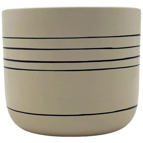 MCarr 5.1"x5.1"x4.5" Ceramic Pot Cream with Black Stripes