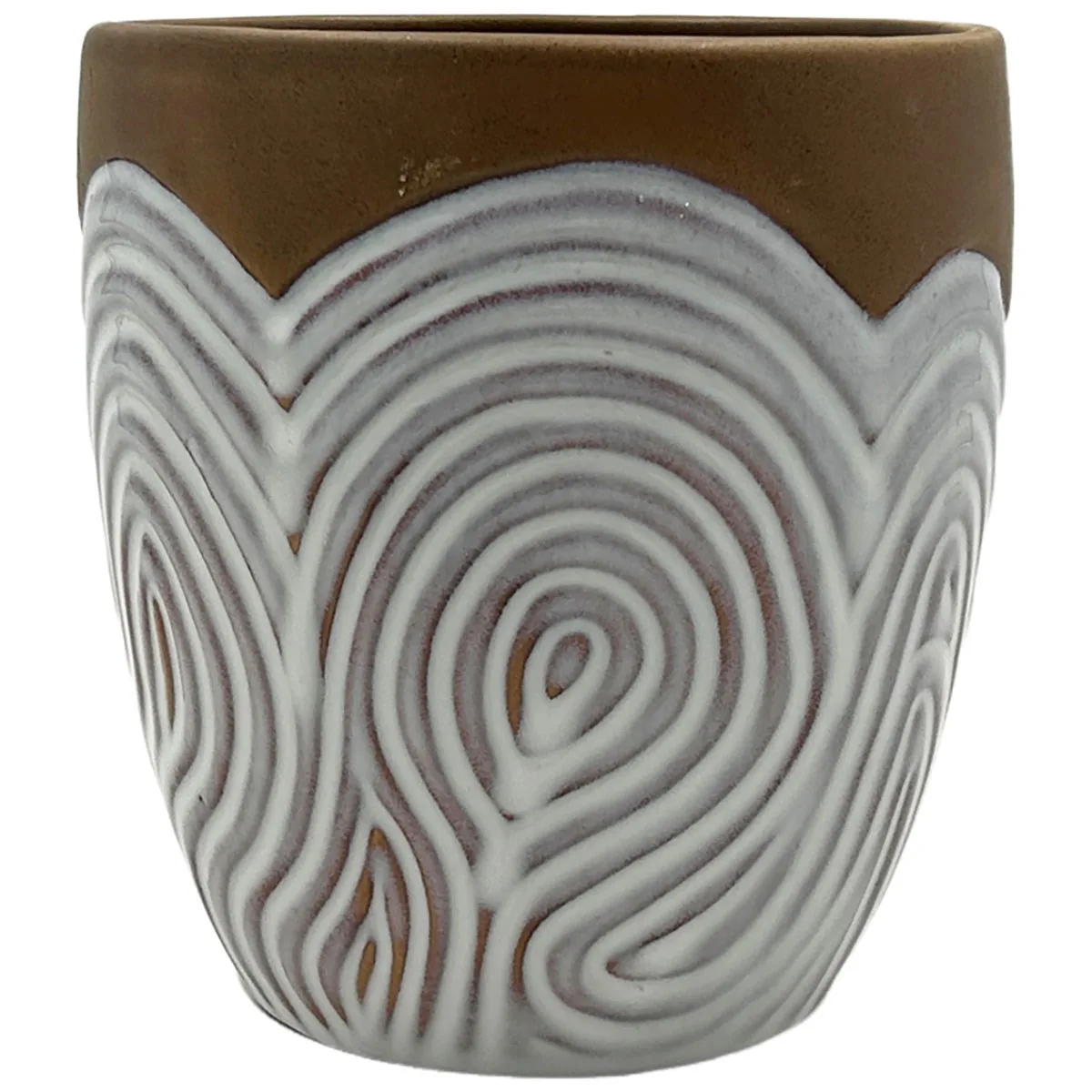 MCarr 5.2"x5.2"x5.5" Stoneware Pot with Reactive Glaze Finish Brown & White - Image 2