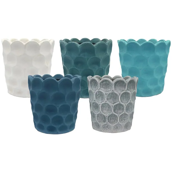 MCarr 5.3" 16pc Scallop Dimple Planter Asst Mixed Colors (Case of 16)
