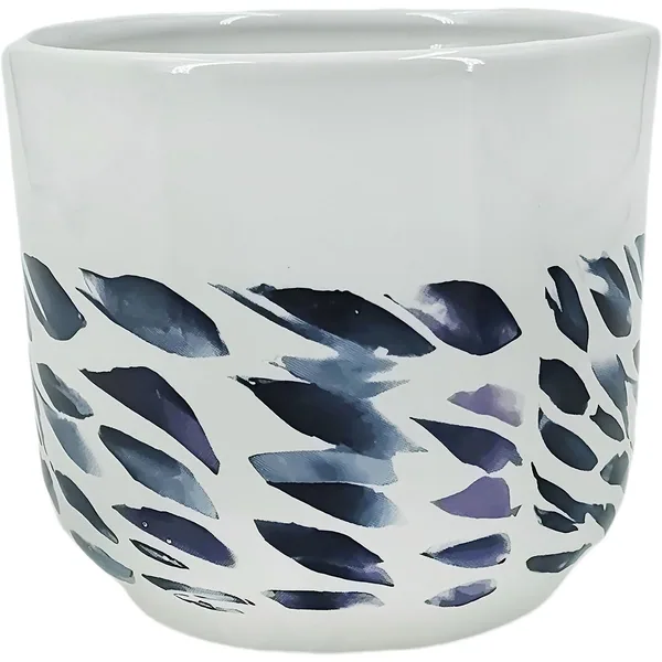 Mcarr 5.3"x.5.3"x4.8" Ceramic Pot Glossy Glaze White with Blue Accents