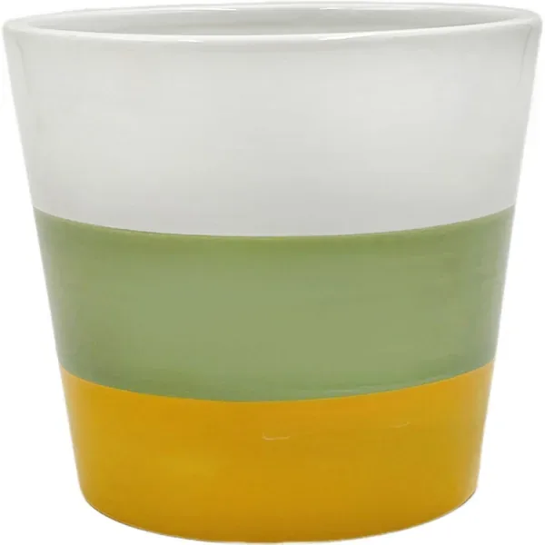 Mcarr 5.3"x5.3"x4.7" Ceramic Pot Glossy Glaze White/Green/Orange - Image 2