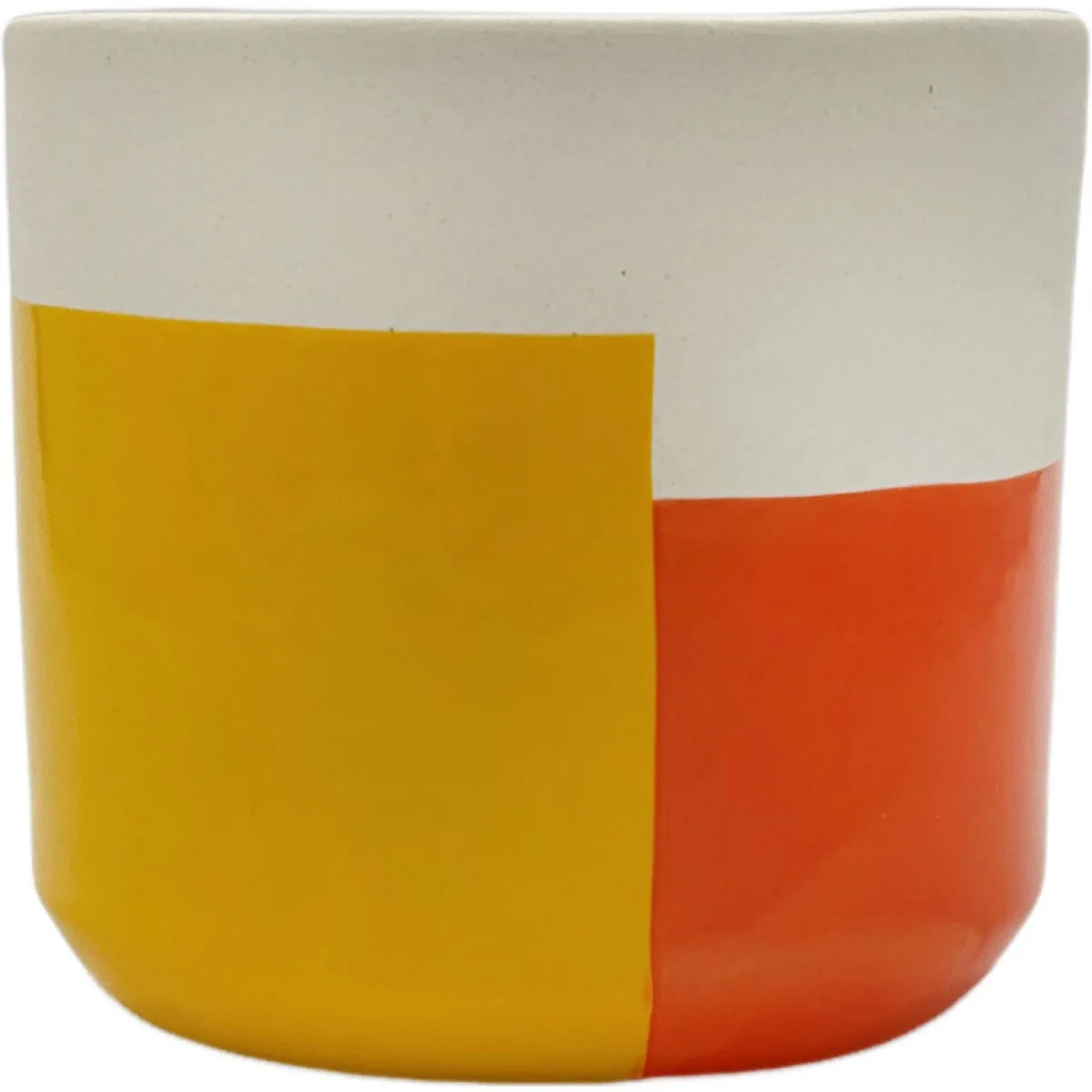 Mcarr 5.3"X5.3"x4.9" Ceramic Pot Glossy Glaze White/Light Orange/Dark Orange - Image 2