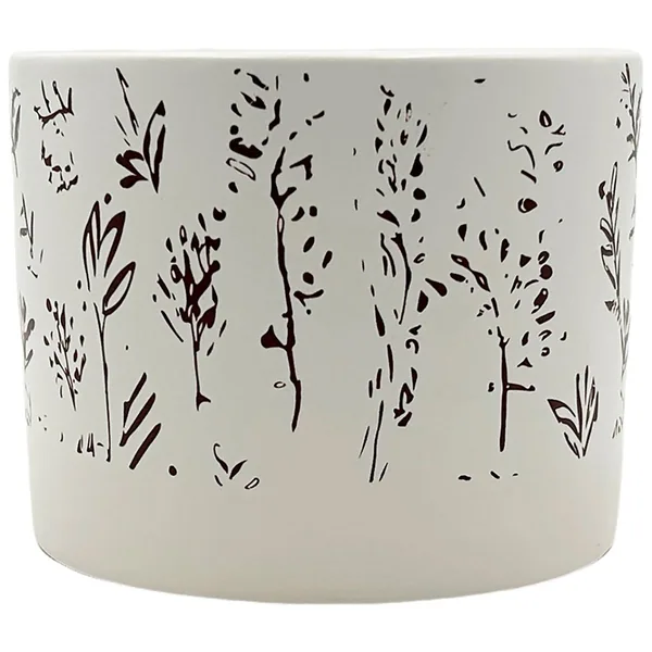 MCarr 5.3"x5.3"x5" Ceramic Pot with Flowers Matte Brown