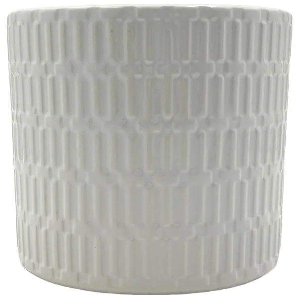 MCarr 5.39"x5.39"x4.72" Ceramic Pot with Glossy Glaze Finish Off White