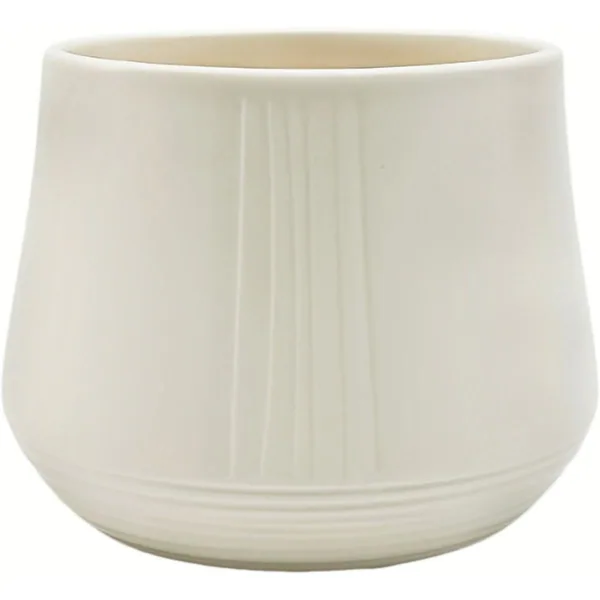 Mcarr 5.4"x5.4"x4" Ceramic Pot Glossy Glaze Grove Bottom Pattern Cream