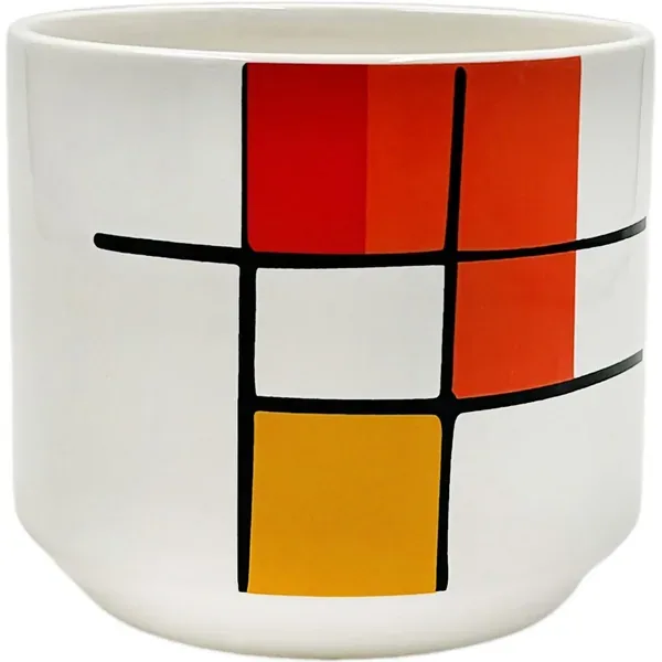 MCarr 5.7"x5.7"x5.5" Ceramic Pot Glossy White with Red Cube - Image 2