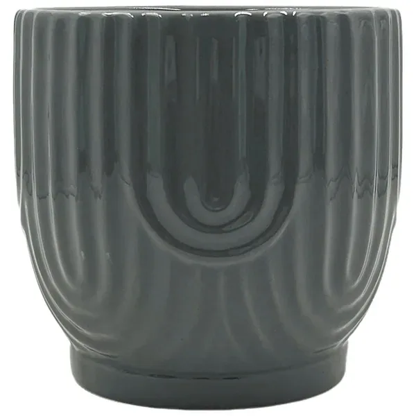 MCarr 5.79"x5.79"x5.5" Ceramic Pot Ribbed with Glossy Glaze Finish Grey - Image 2
