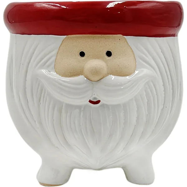 Mcarr 5.9"x5.7"x5.6" Ceramic Pot Glossy Glaze Santa with Face