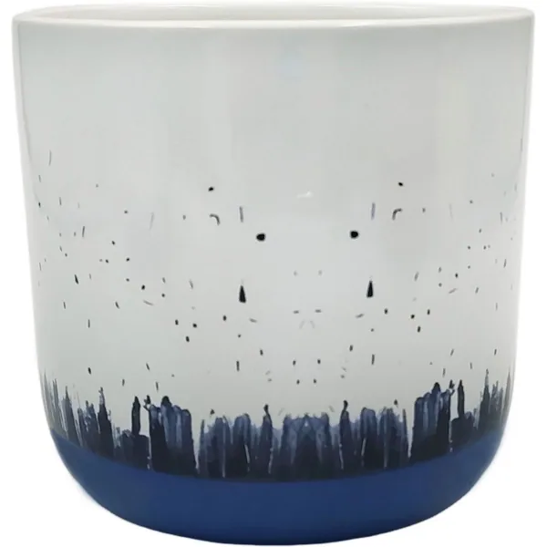 Mcarr 5.9"x5.9"x5.5" Ceramic Pot Glossy Glaze White with Blue Bottom Design