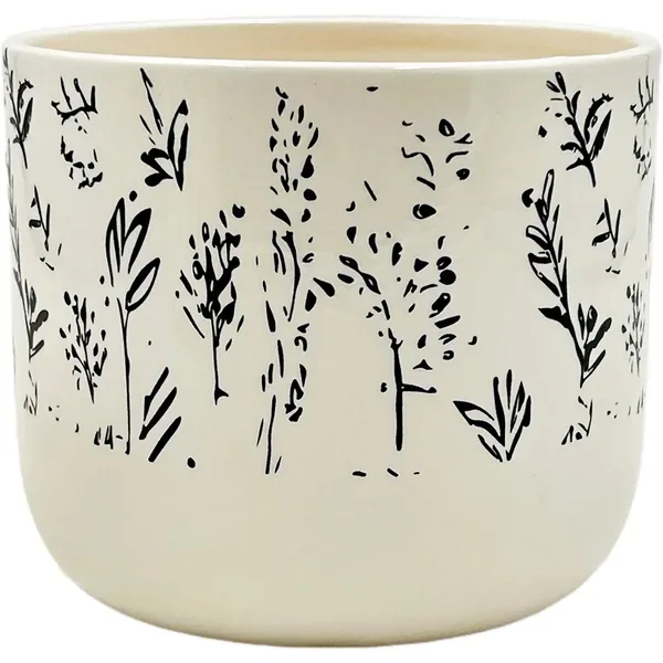 Mcarr 5"x5"x3" Ceramic Pot Glossy Glaze Cream Floral Grove Pattern - Image 2