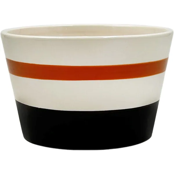 Mcarr 5"x5"x3" Ceramic Pot Glossy Glaze Cream with Red and Black Stripe