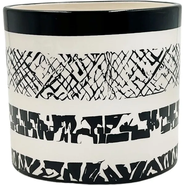Mcarr 5"x5"x4.5" Ceramic Pot Glossy Glaze White & Black Pattern