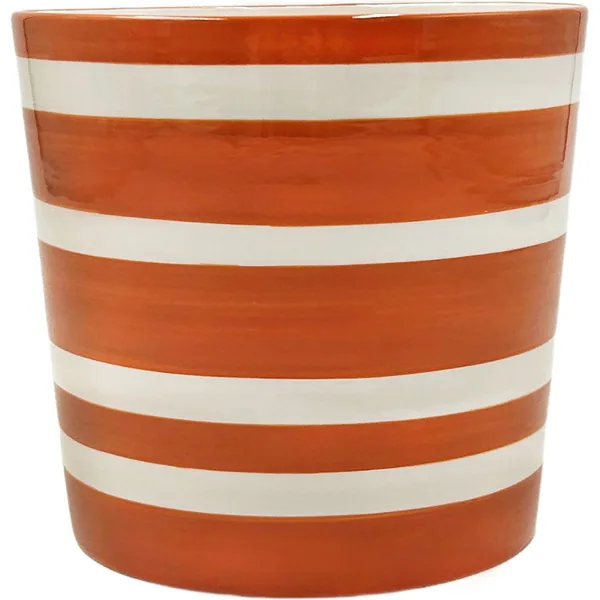 Mcarr 5"x5"x4.7" Ceramic Pot Glossy Glaze Cream with Orange Stripes