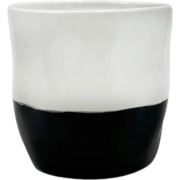 Mcarr 5"x5"x5" Ceramic Pot Glossy Glaze White and Black