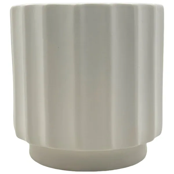 MCarr 6.1"x6.1"x5.12" Ceramic Ribbed Pot Matte White - Image 2