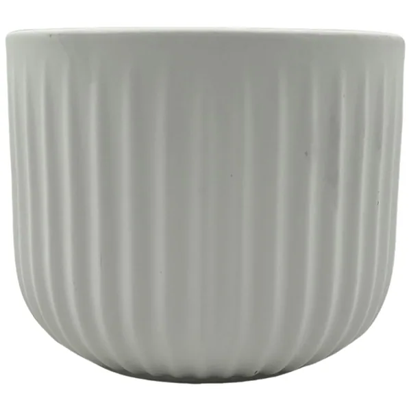 MCarr 6.1"x6.1"x5.12" Ceramic Ribbed Pot Matte White