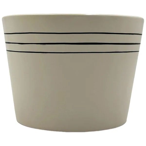MCarr 6.3"x6.3"x4.7" Ceramic Pot Cream with Black Stripes