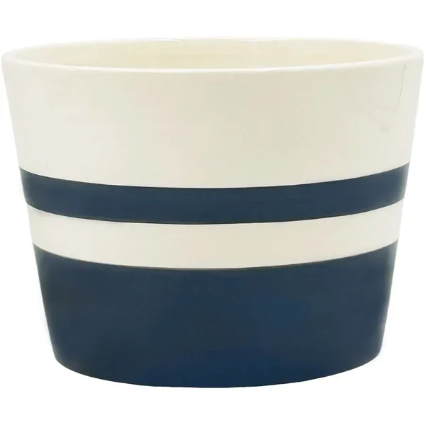 Mcarr 6.3"x6.3"x4.7" Ceramic Pot Glossy Glaze White with Blue Stripes - Image 2