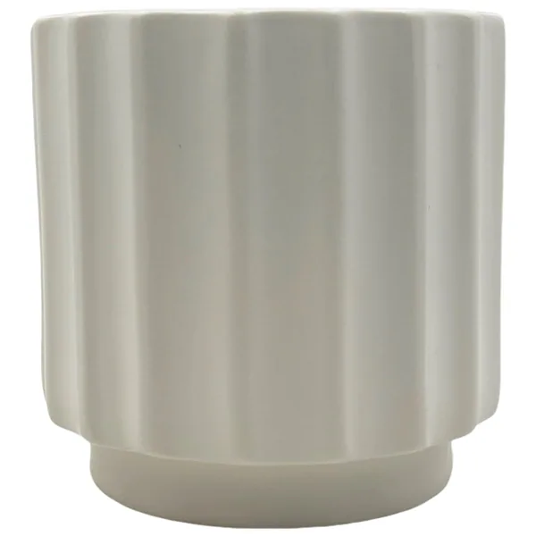 MCarr 6.3"x6.3"x6.3" Ceramic Ribbed Pot Matte White