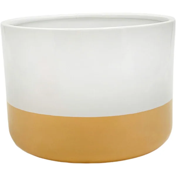 Mcarr 6.7"x6.7"x4.8" Ceramic Low Bowl Glossy Glaze White and Orange