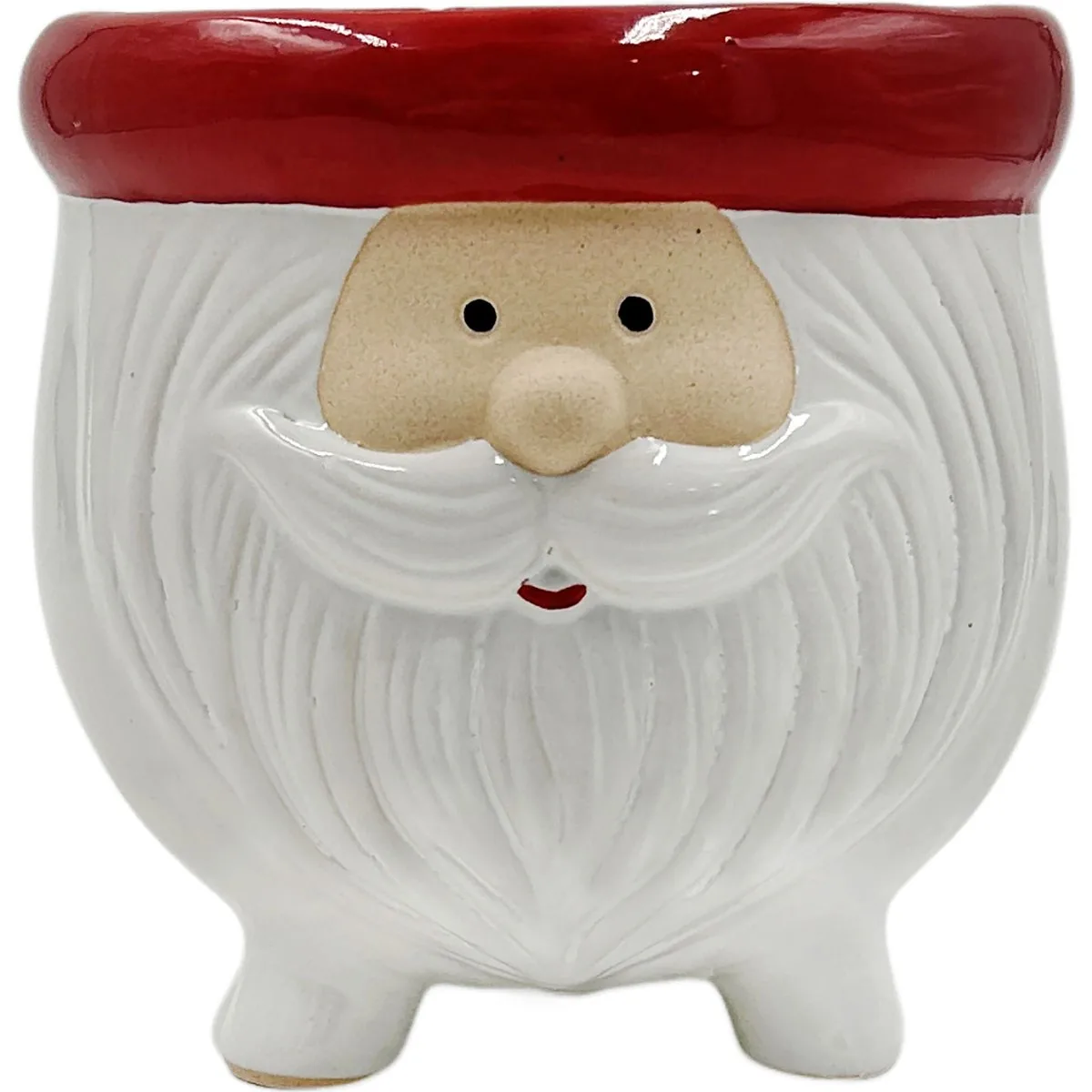 Mcarr 6"x5.6"x5.7" Ceramic Pot Glossy Glaze Santa with Red Hat and Black Shoes - Image 2