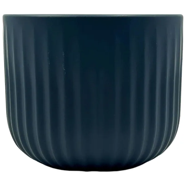 MCarr 6"x6"x5" Ceramic Pot Ribbed Matte Dark Blue