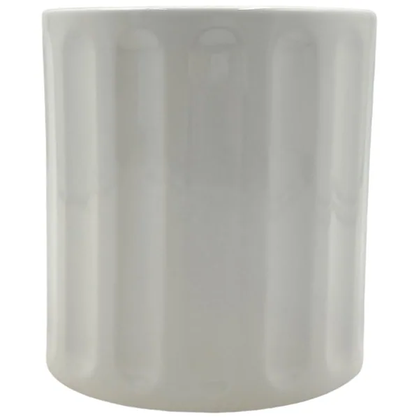 MCarr 6"x6"x6.14" Gloss Ribbed Ceramic Pot White
