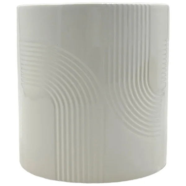 MCarr 6"x6"x6" Gloss Smooth Ceramic Pot White