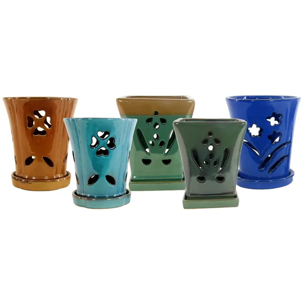 MCarr 6pc Tall Orchid Pot 3 Styles Mixed Assortment (Case of 6)