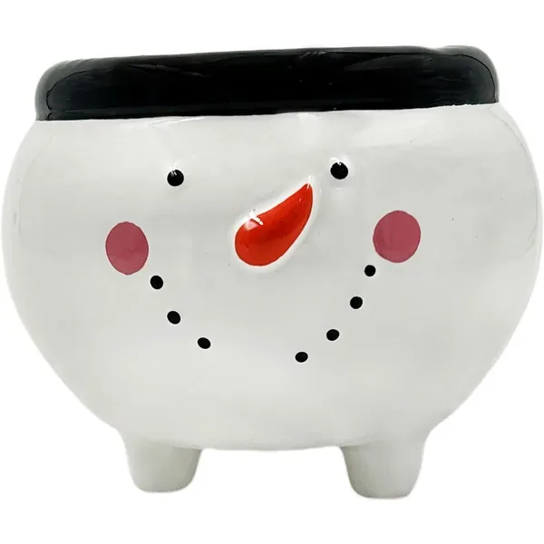 Mcarr 7.5"x7"X7" Ceramic Pot Glossy Glaze Snowman Figure - Image 2