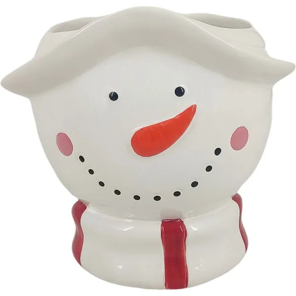 Mcarr 7.5"x7"X7" Ceramic Pot Glossy Glaze Snowman Figure