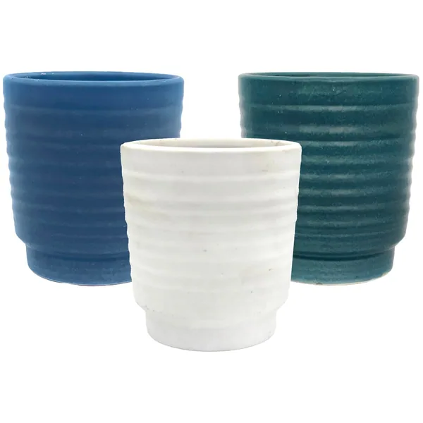MCarr 7.Ribbed Planter Set Asst Colors