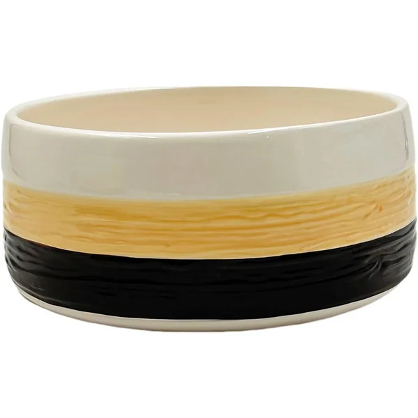 Mcarr 7"x7"x3" Ceramic Low Pot Glossy Glaze White/Yellow with Black